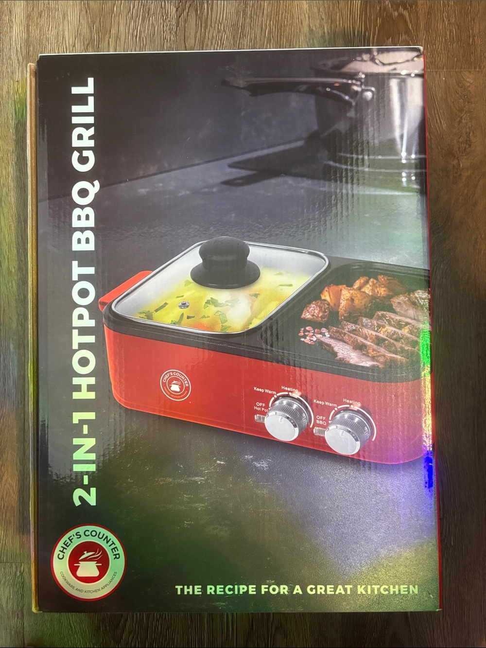 2-in-1 Hotpot BBQ Grill - Red